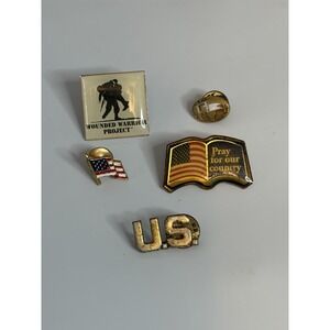 Vintage Lot of 5 USA PATRIOTIC FLAG Military Random Mixed Lot Lapel Pins